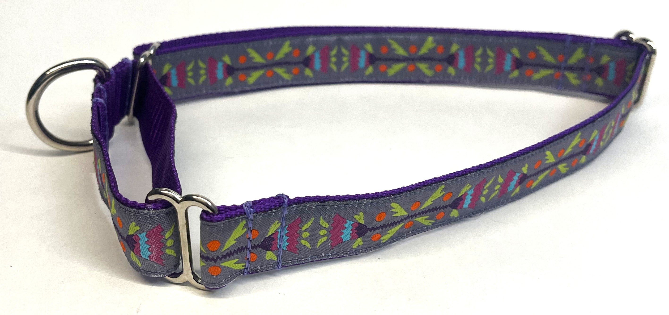 Lavender with Bell Flower Design Martingale Collar 1in