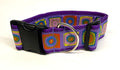Lavender with Blue, Yellow, Pink, Orange, and Green Square Designs Dog Collar 2in