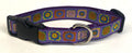 Lavender with Blue, Yellow, Pink, & Red Square Designs Dog Collar 1in