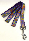 Lavender with Blue, Yellow, Pink, & Red Square Designs Dog Leash 1in