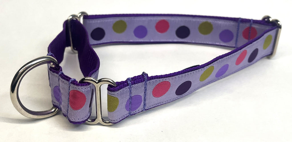 Lavender with Pink, Green, Purple, & Lavender Dots Martingale Collar 1in