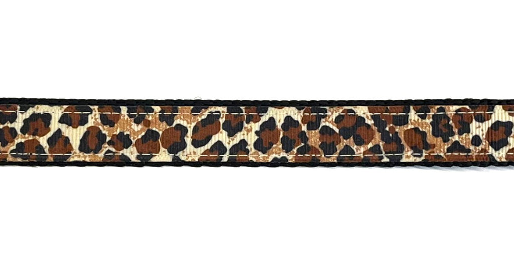 Leopard Print Dog Collar 3/4 inch on black webbing