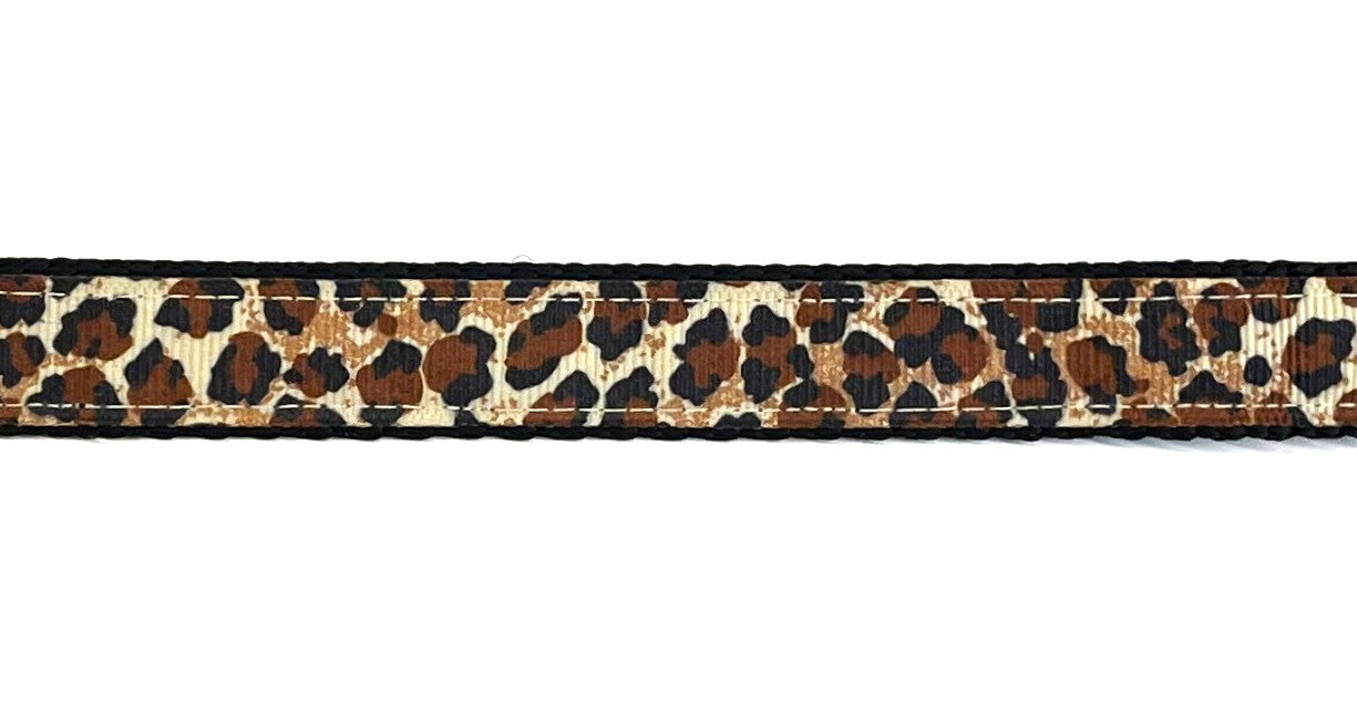 Leopard Print Dog Collar 3/4 inch on black webbing