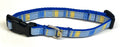 Light Blue, Blue & Yellow Vertical Stripe Dog Collar 1/2
