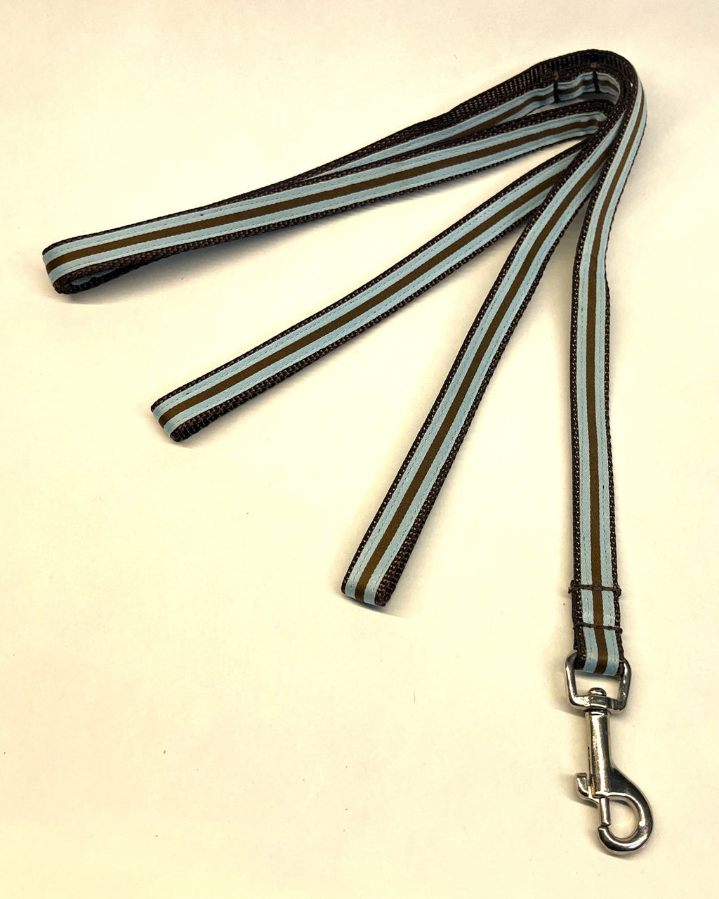 Light Blue and Brown Stripes Dog Leash 1/2