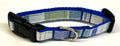 Light Blues, White & Sage Vertical Stripe Dog Collar 1/2