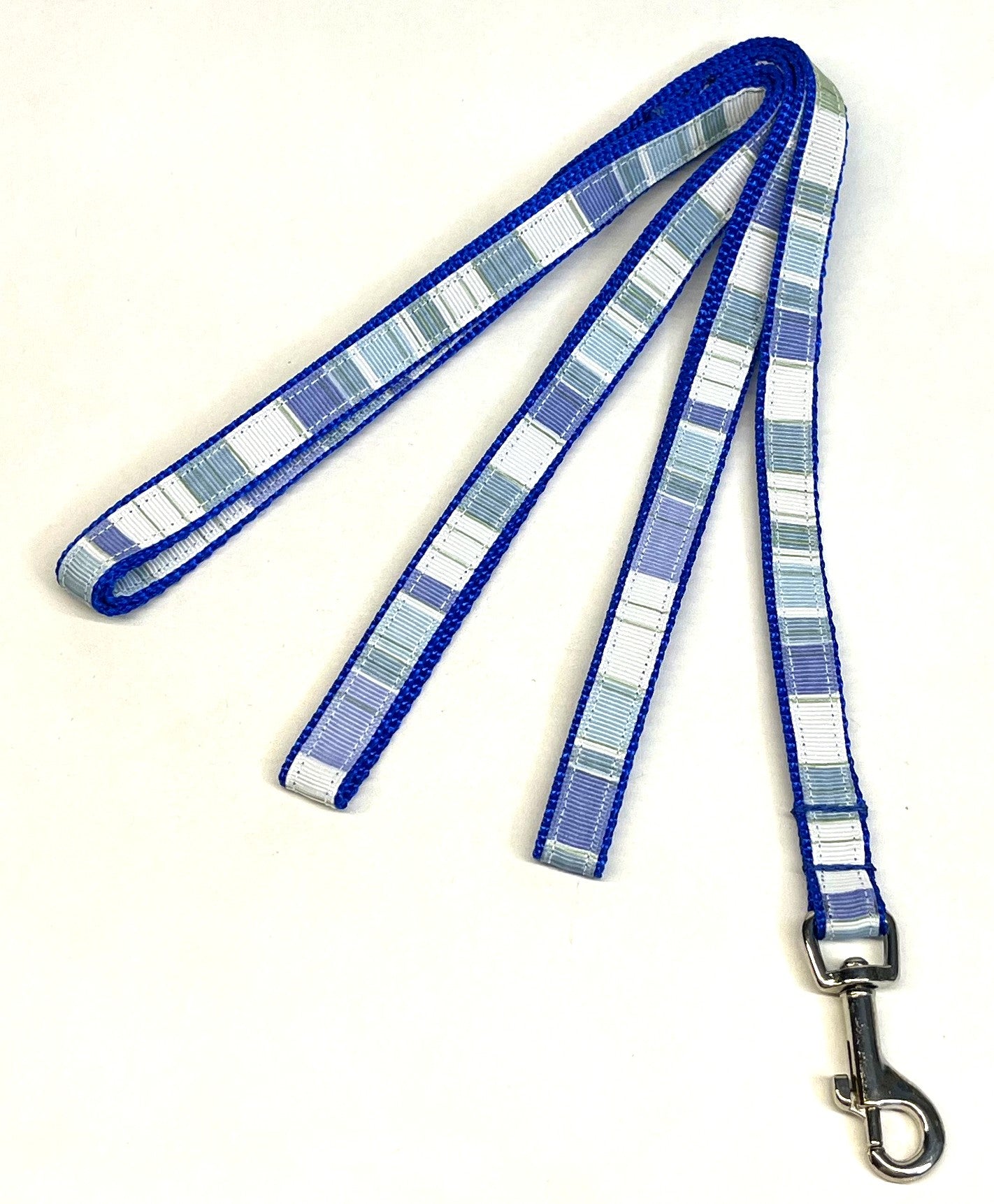 Light Blues, White & Sage Vertical Stripe Dog Leash 1/2