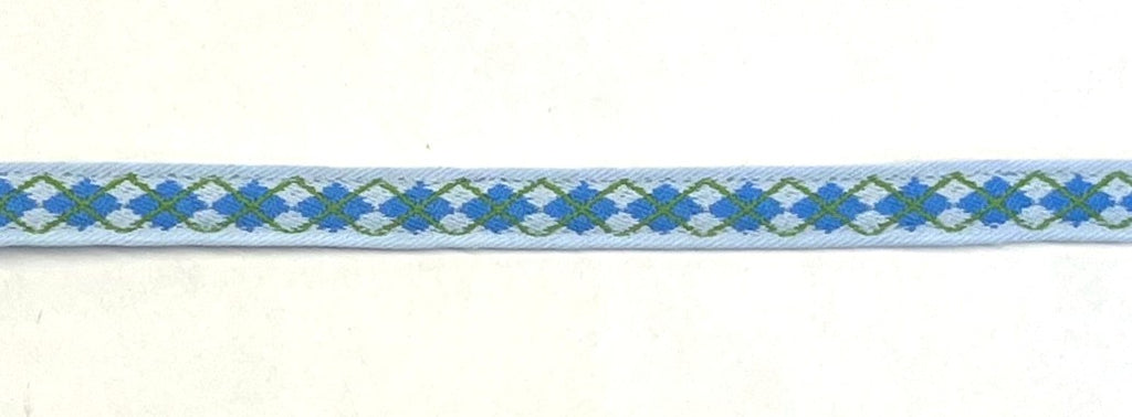 Light Blue with Blue and Green Argyle Design Cat Collar