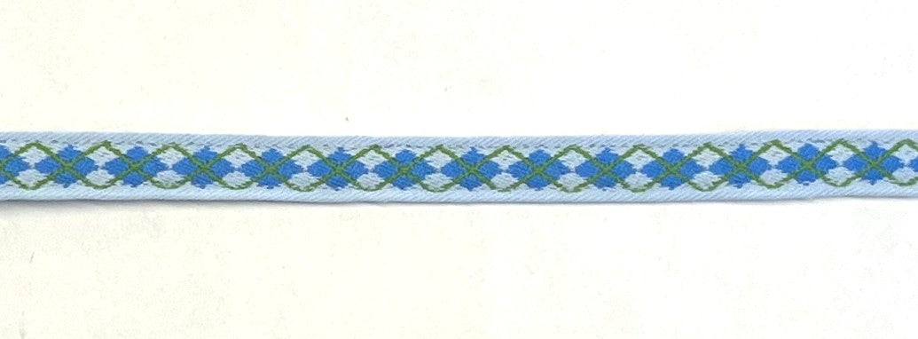 Light Blue with Blue and Green Argyle Design Cat Collar
