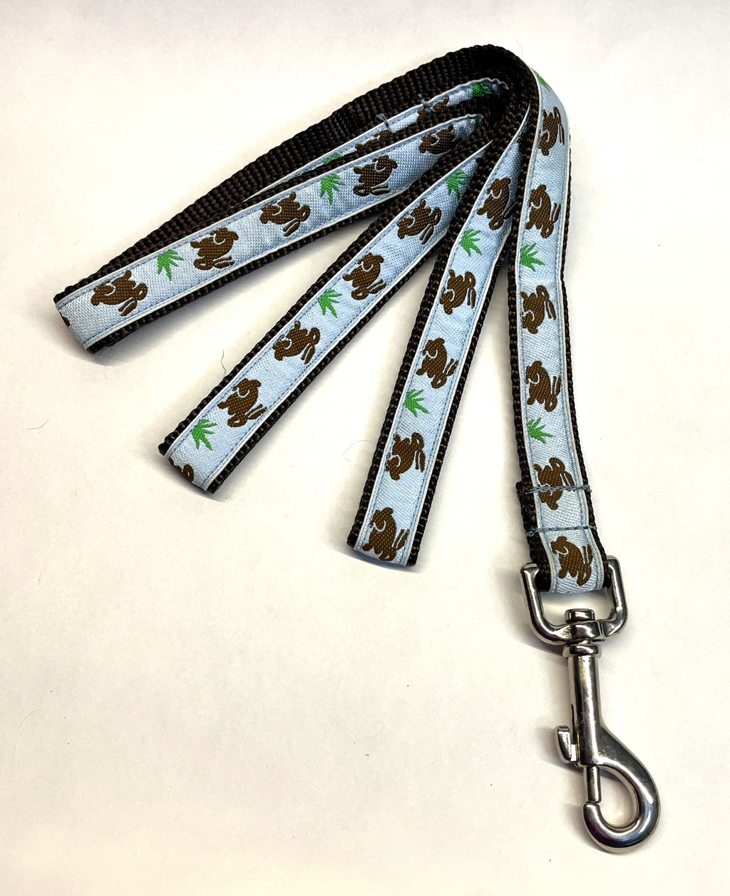 Light Blue with Brown Bunnies Dog Leash 3/4