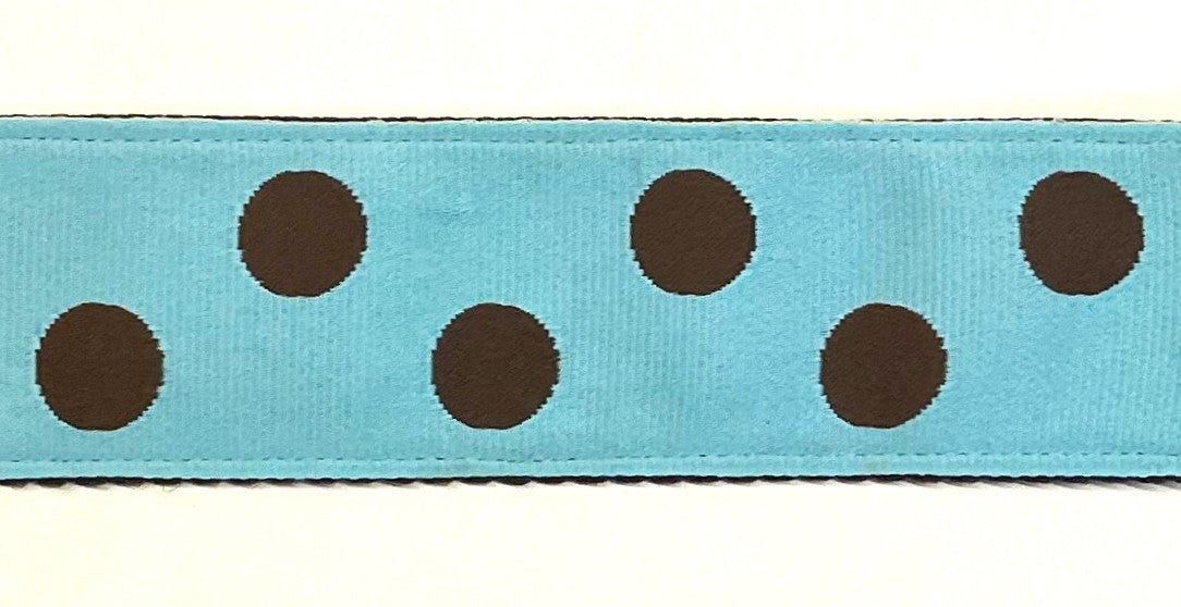Light Blue with Brown Dots Chain Martingale Collar 1 1/2 in