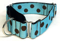 Light Blue with Brown Dots Martingale Collar 1 1/2 in