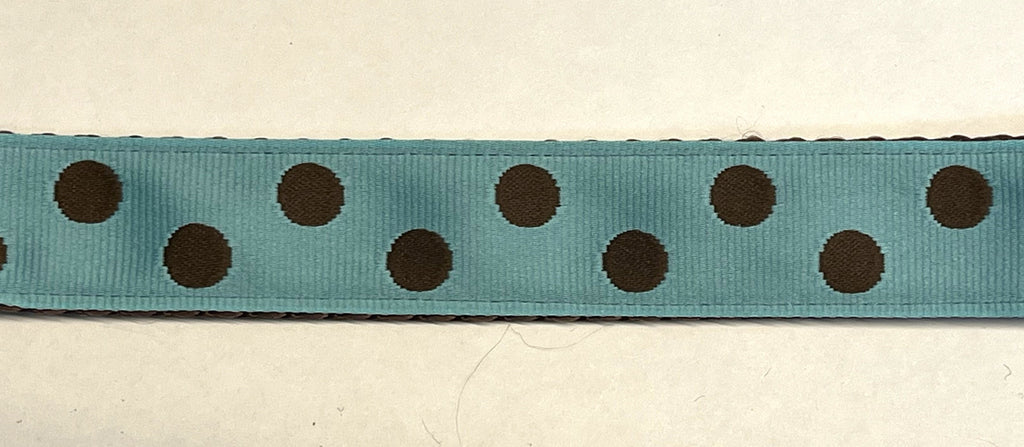 Light Blue with Brown Dots Martingale Collar 1in