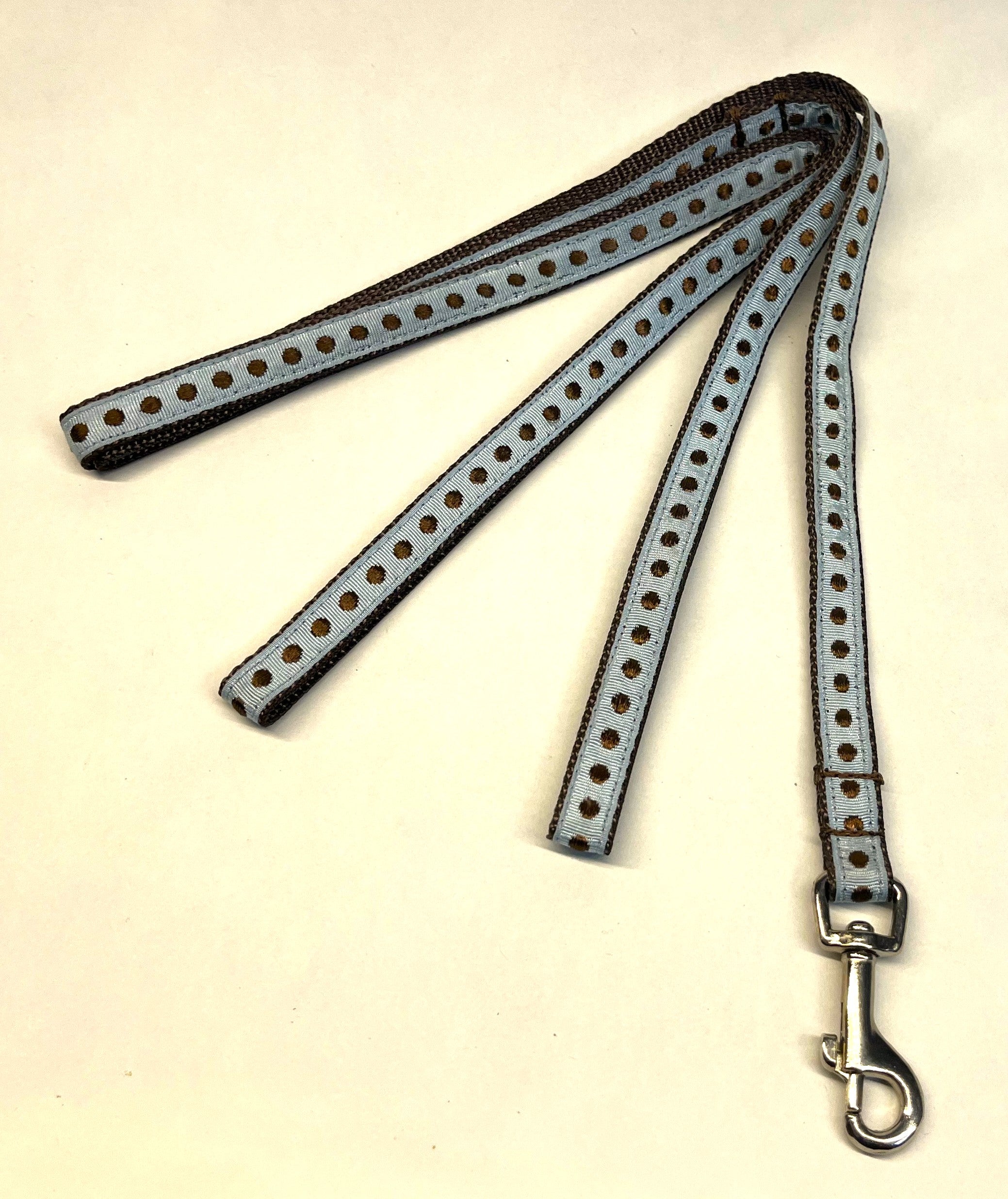 Light Blue with Brown Dot Dog Leash 1/2