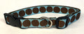 Light Blue with Brown Large Dot Dog Collar 1in