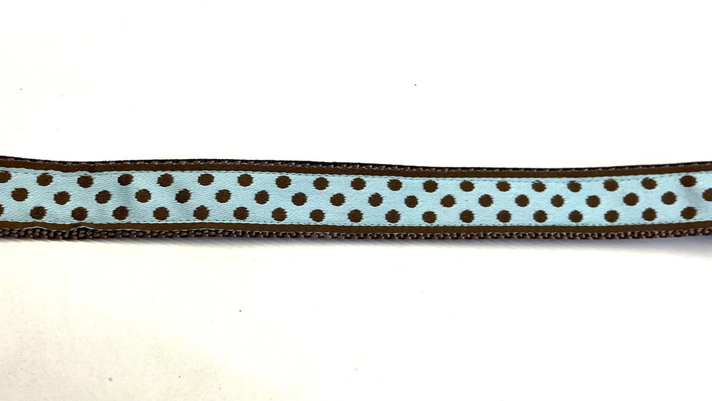 Light Blue with Brown Polka Dots Dog Collar 3/4