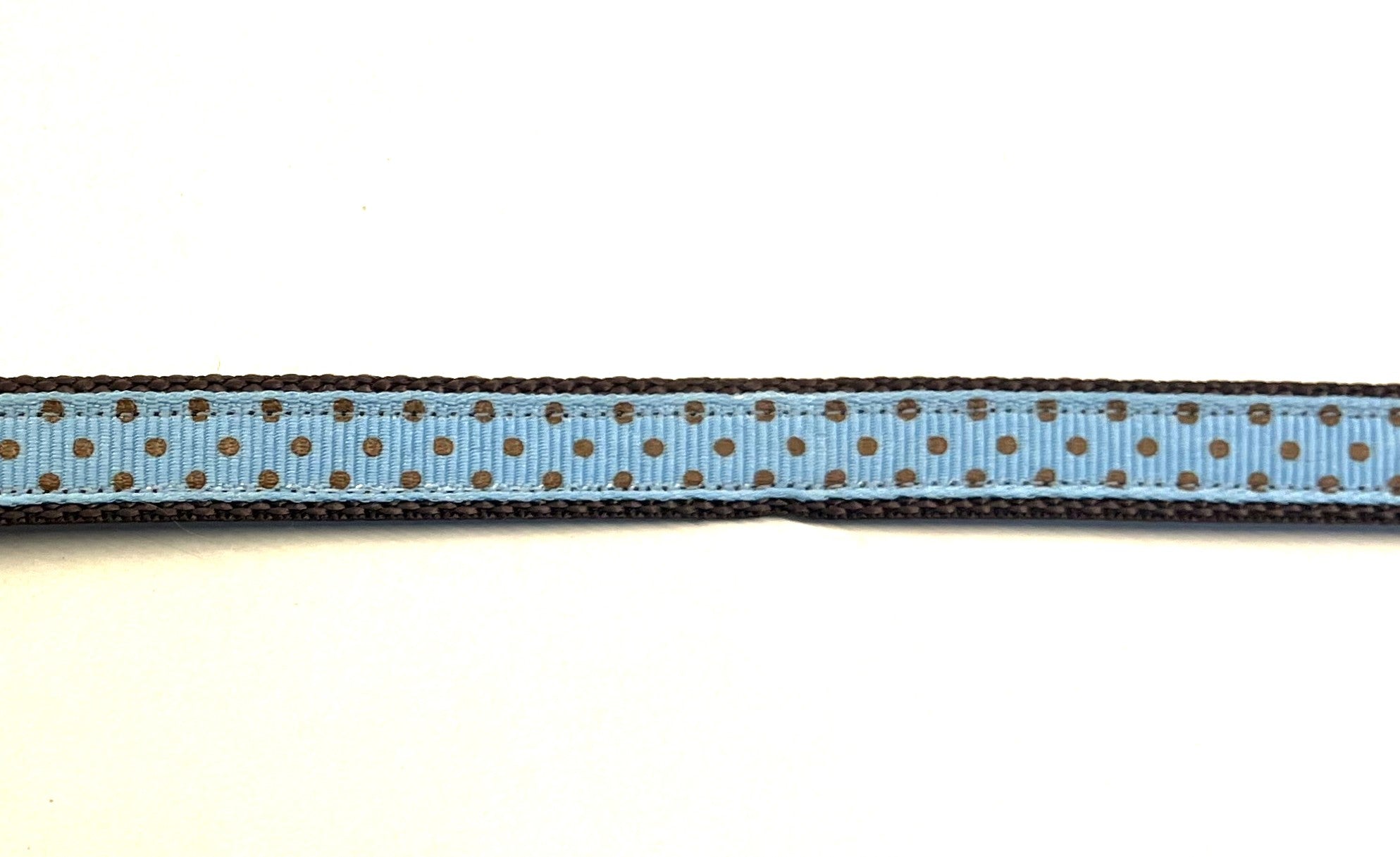 Light Blue with Brown Polka Dots Dog Collar 1/2