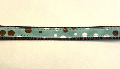 Aqua with Brown and White Bubble Dots Martingale Collar 1/2