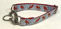 Light Blue with Red Birds Chain Martingale Collar 1in