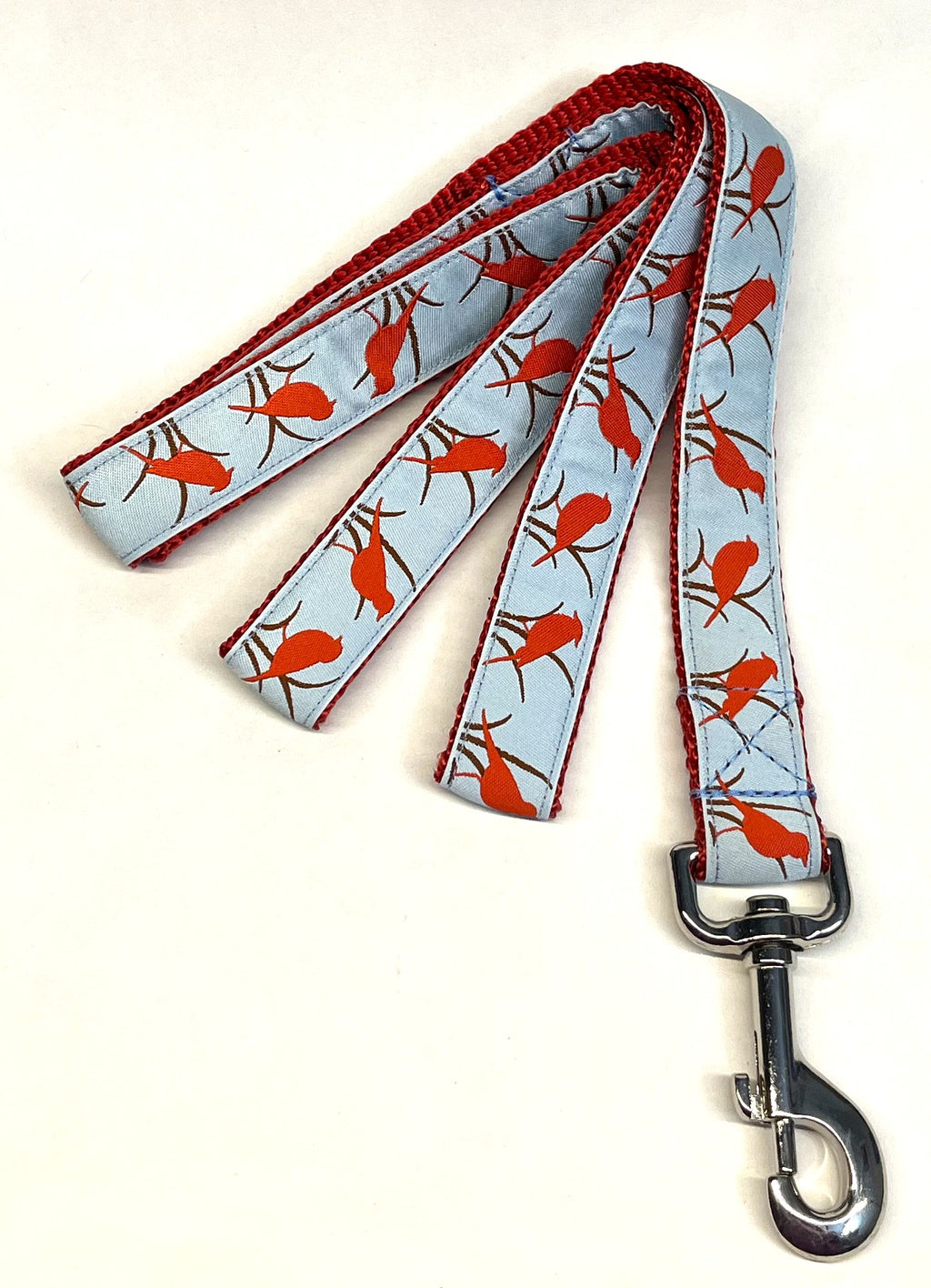 Light Blue with Red Birds Dog Leash 1in