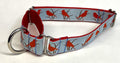 Light Blue with Red Birds Martingale Collar 1in