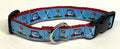 Light Blue with Red Golf Carts Dog Collar 1in