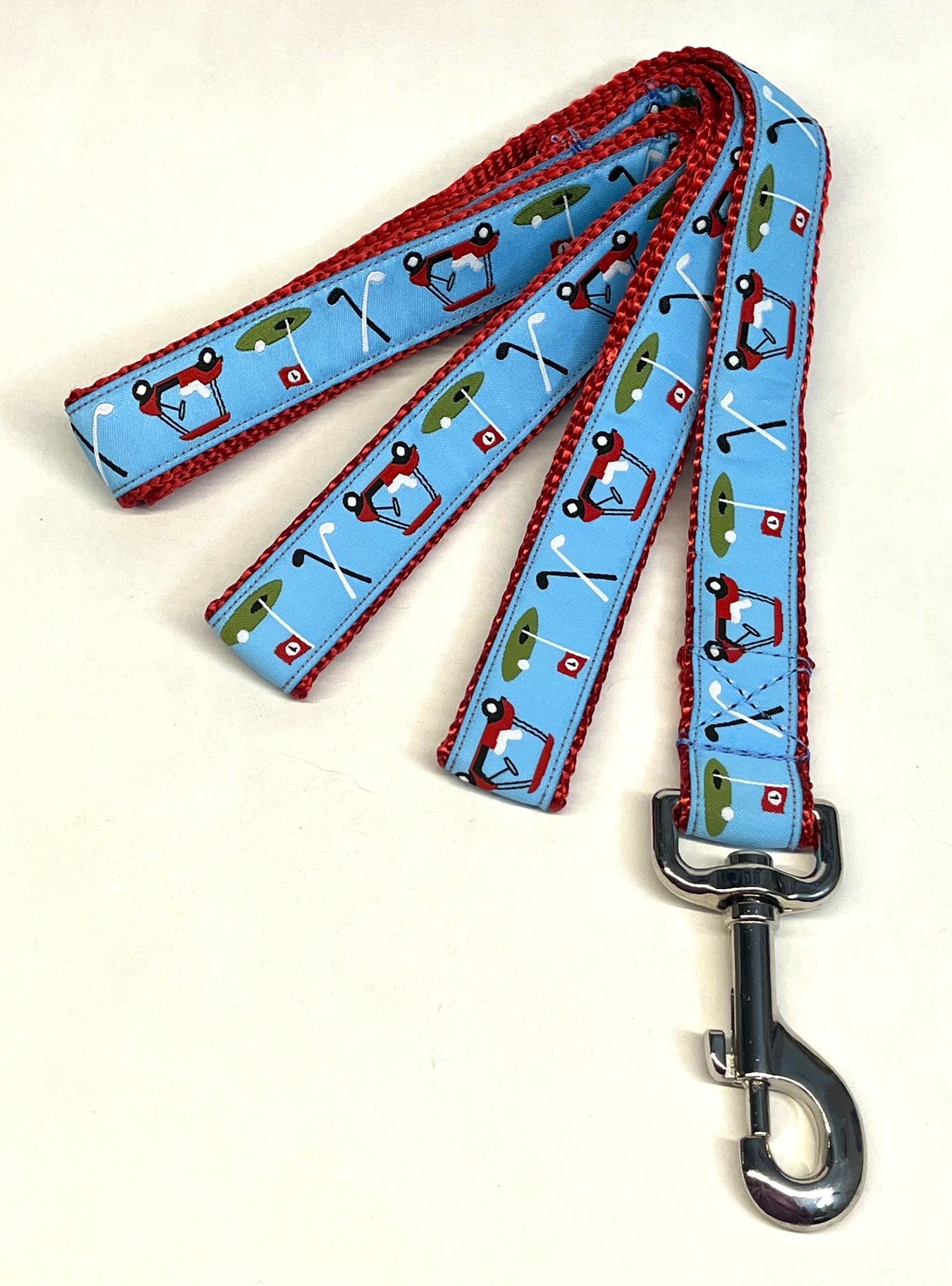 Light Blue with Red Golf Carts Dog Leash 1in