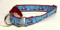 Light Blue with Red Golf Carts Martingale Collar 1in