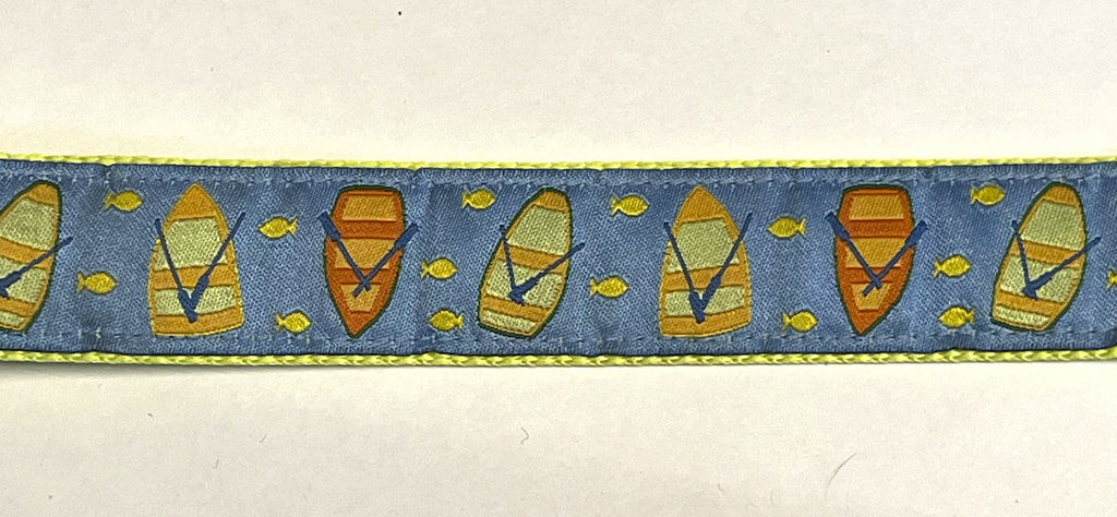 Light Blue with Rowboats and Fish Dog Leash 1in