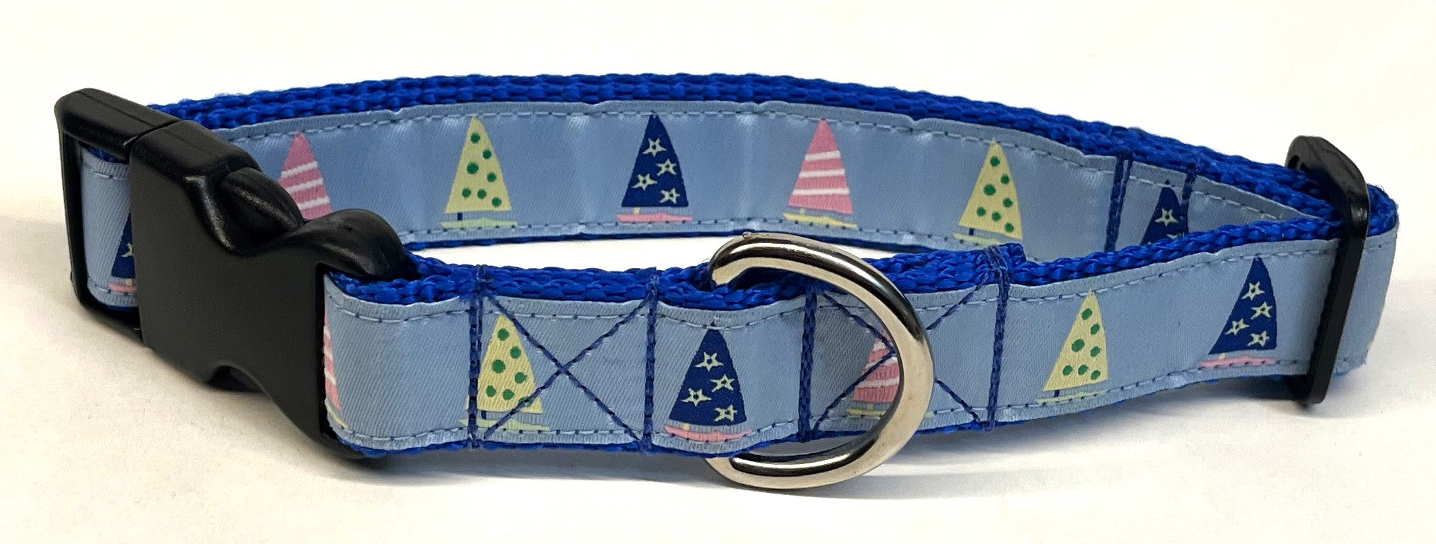 Light Blue with Sailboats Dog Collar 1in