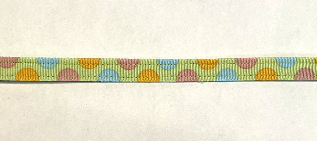 Light Green with Blue, Pink & Orange Half Circle Dots Cat Collar