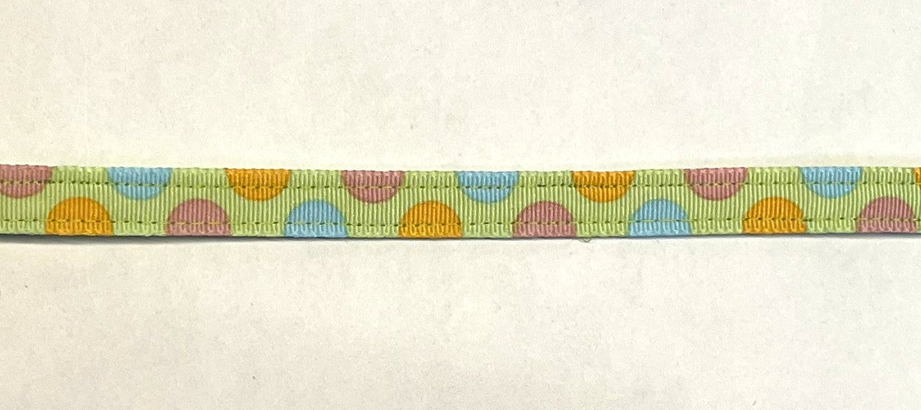 Light Green with Blue, Pink & Orange Half Circle Dots Cat Collar
