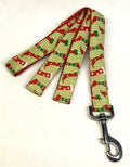 Light Green with Christmas Stockings Dog Leash 1in