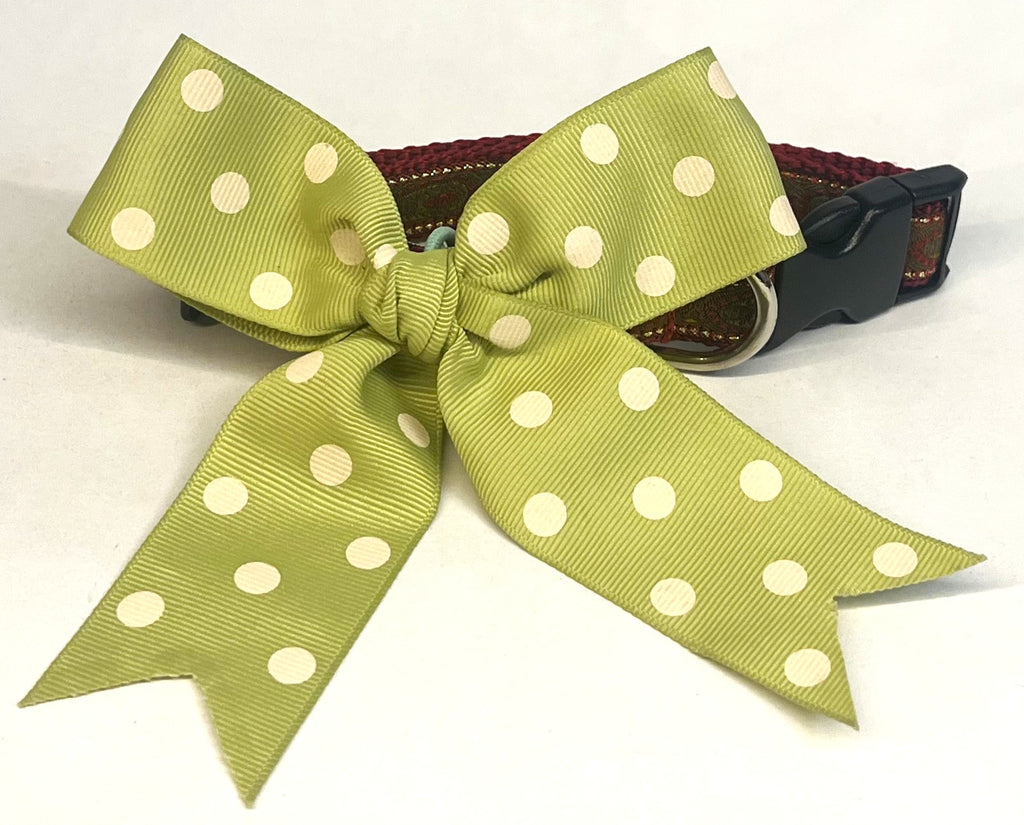 Light Green with White Dots Bow