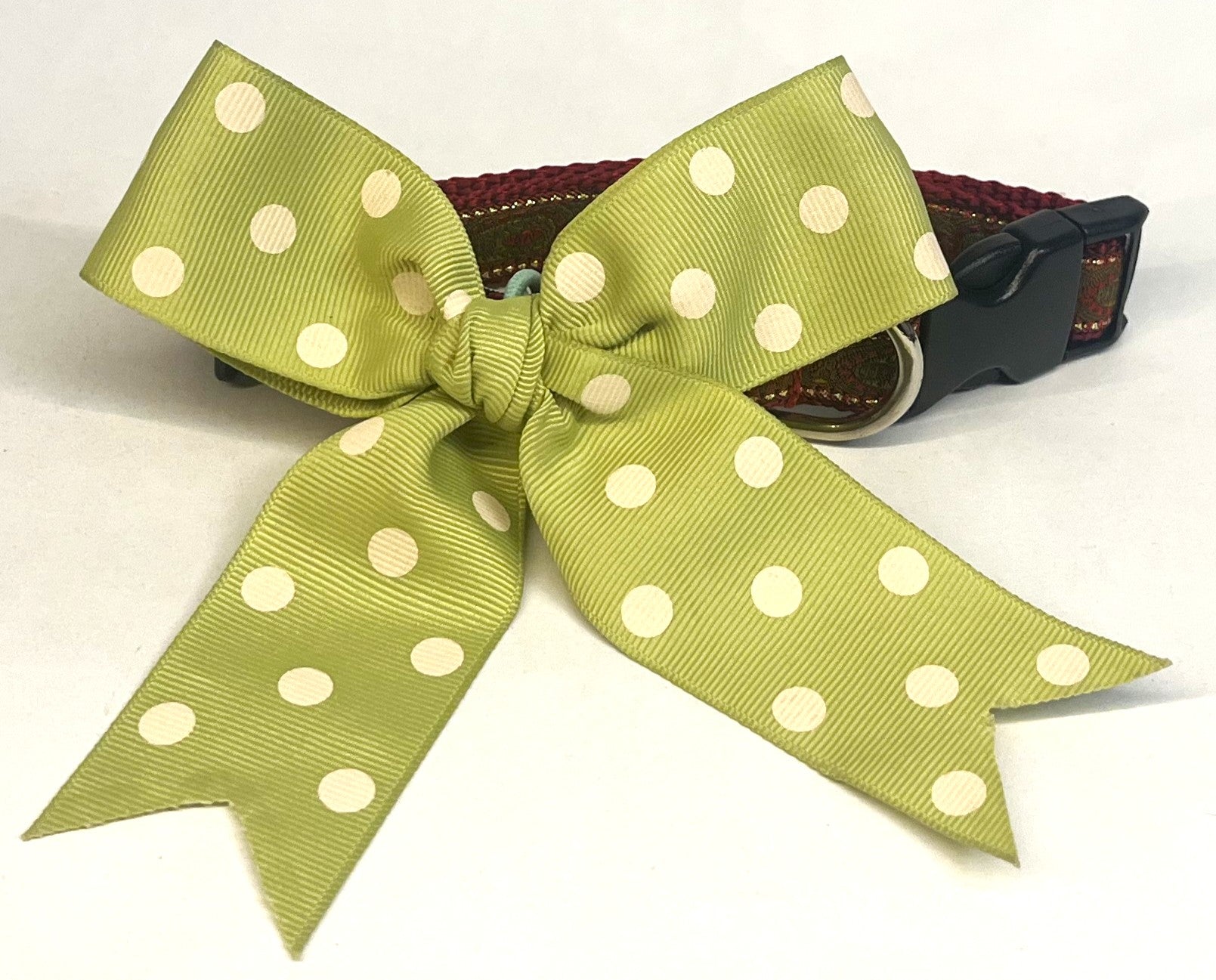 Light Green with White Dots Bow