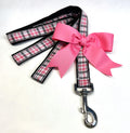 Light Pink, Black and White Plaid Dog Leash 1in