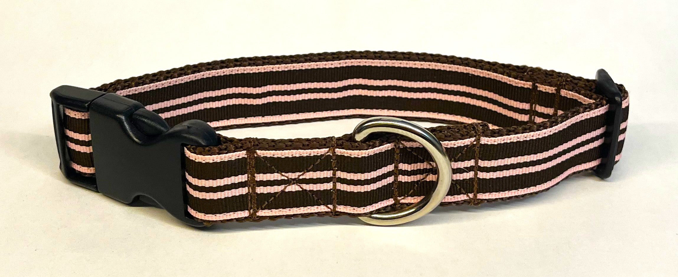 Light Pink and Brown Stripe Dog Collar 1in