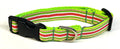 Light Pink, Green, White, Pink Stripe Dog Collar 3/4