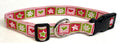 Light Pink, Green, and Pink Star, Hearts, and Flower Squares Dog Collar 1in