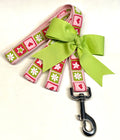 Light Pink, Green, and Pink Star, Hearts, and Flower Squares Dog Leash 1in