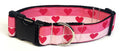 Light Pink and Pink Stripe with Pink Hearts Dog Collar 1 1/2 in