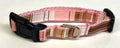 Light Pink, Pink, Brown, Tan & White Vertical Stripe Dog Collar 1/2