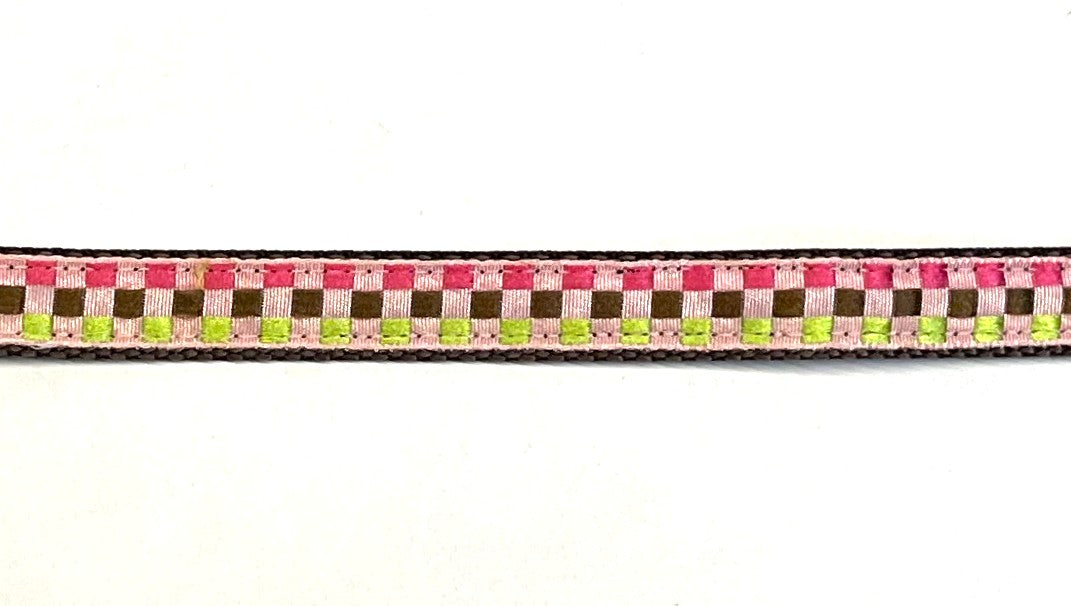Light Pink, Pink, Green, and Brown Plaid Martingale Collar 1/2