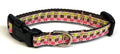 Light Pink, Pink, Green, and Brown Plaid Dog Collar 1/2
