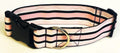 Light Pink, White, and Black Stripe Dog Collar 1 1/2 in