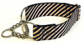 Black and Light Pink Diagonal Stripe Chain Martingale Collar 1 1/2 in