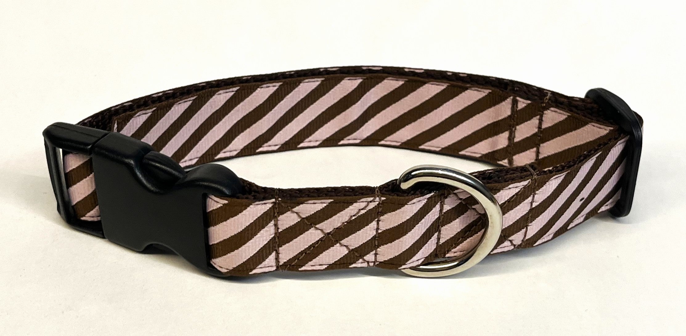 Light Pink and Brown Diagonal Stripe Dog Collar 1in
