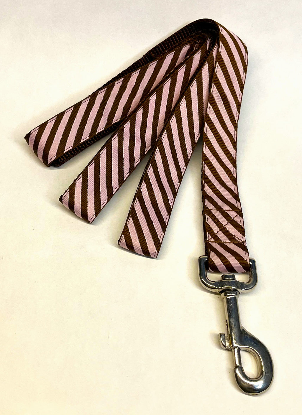 Light Pink and Brown Diagonal Stripe Dog Leash 1in