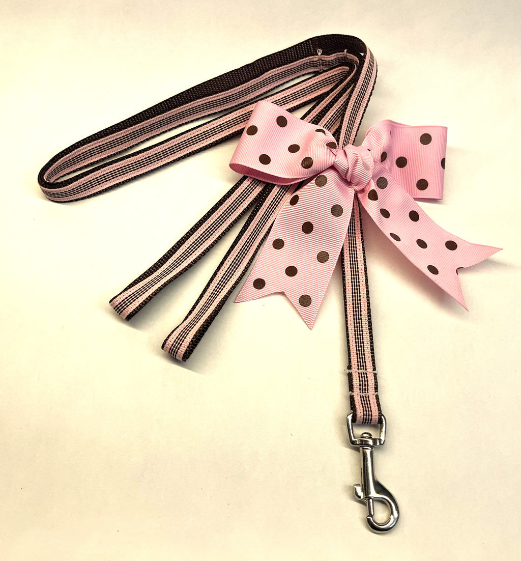 Light Pink and Brown Stripes Dog Leash 1/2