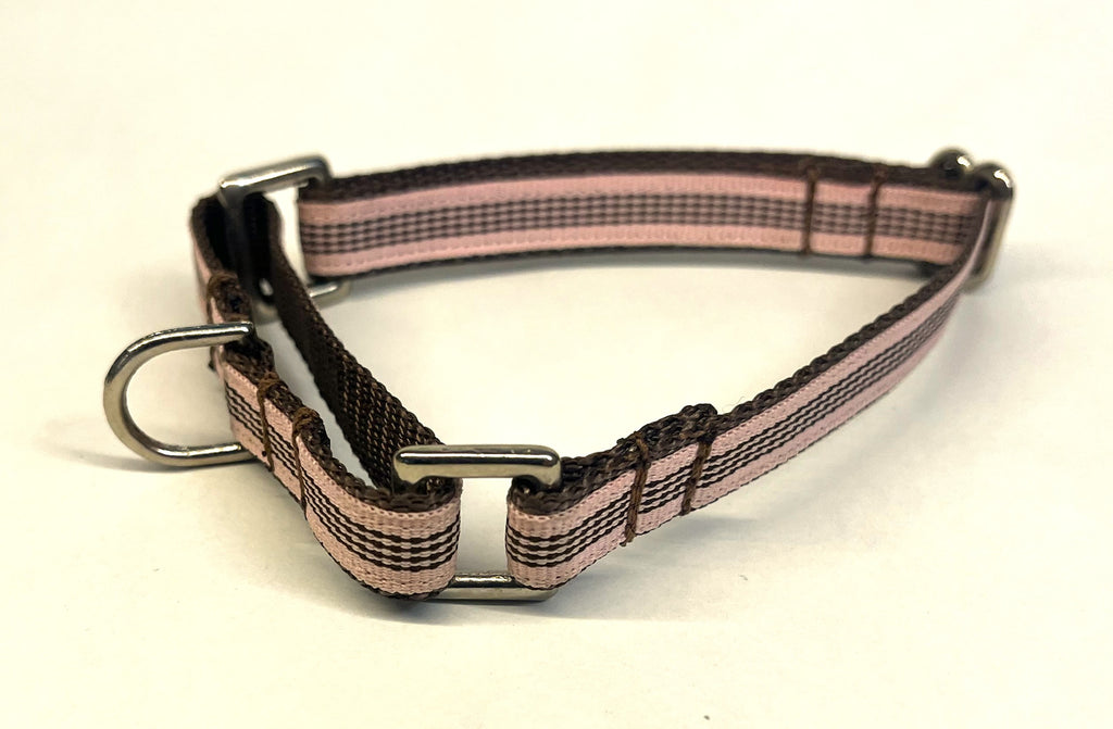 Light Pink and Brown Stripes Martingale Collar 1/2